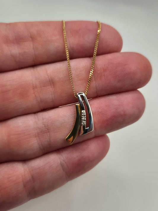 9ct two tone gold diamond necklace