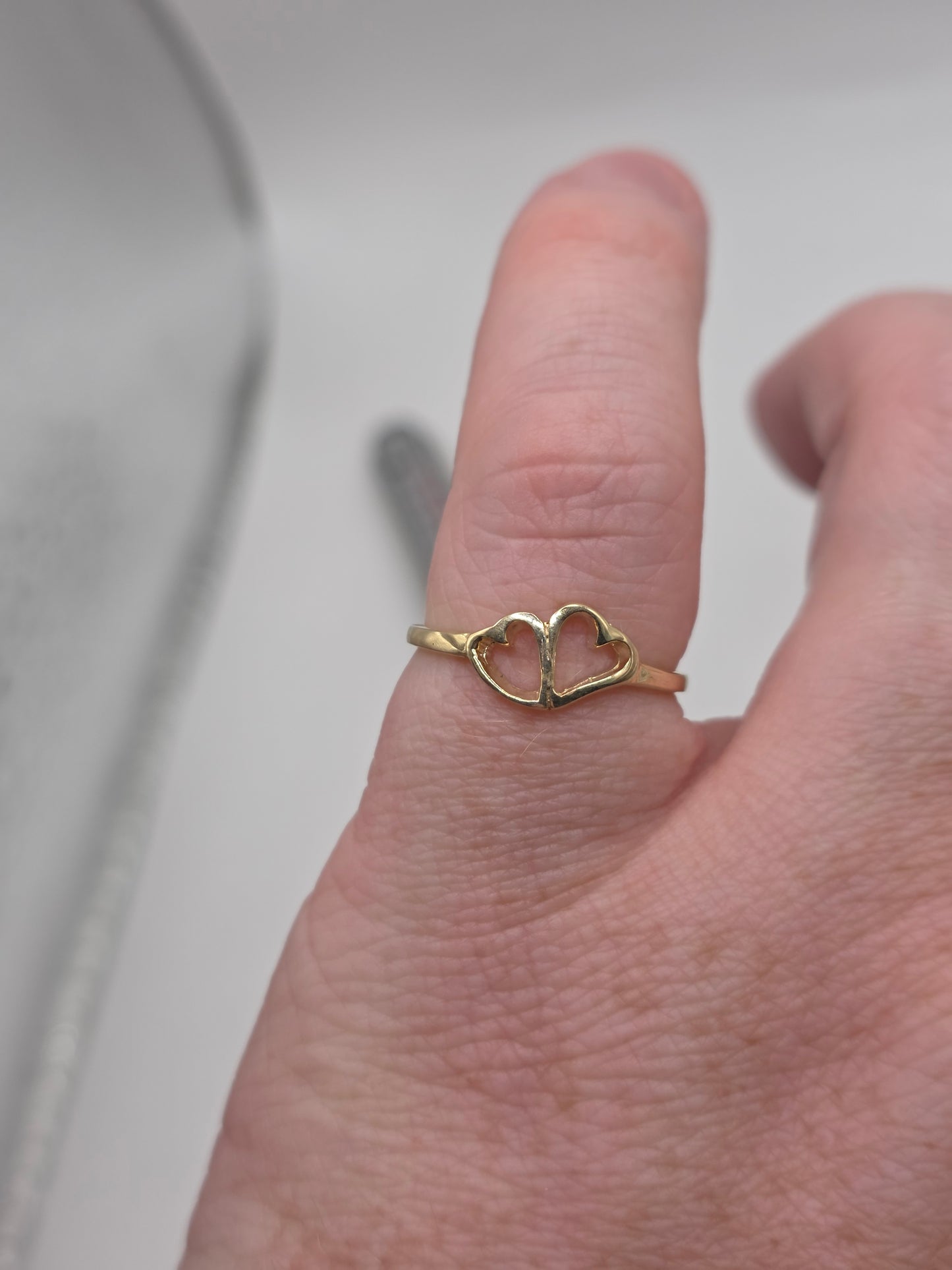 9ct gold double heart ring