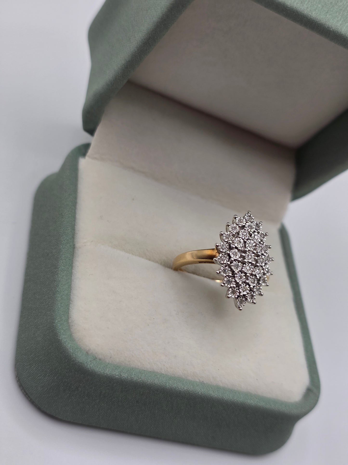 9ct gold diamond navette ring