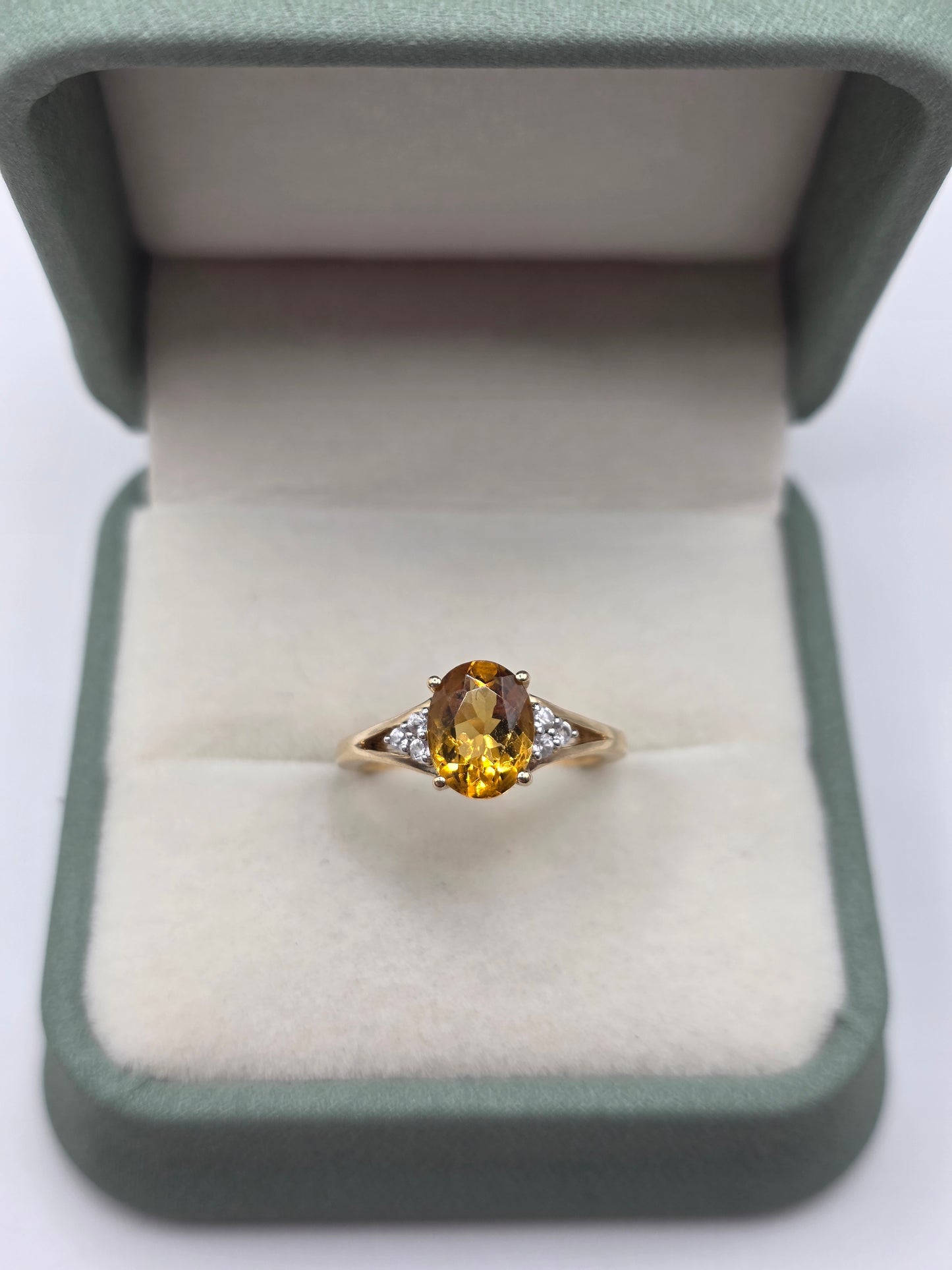 9ct gold citrine and zircon ring