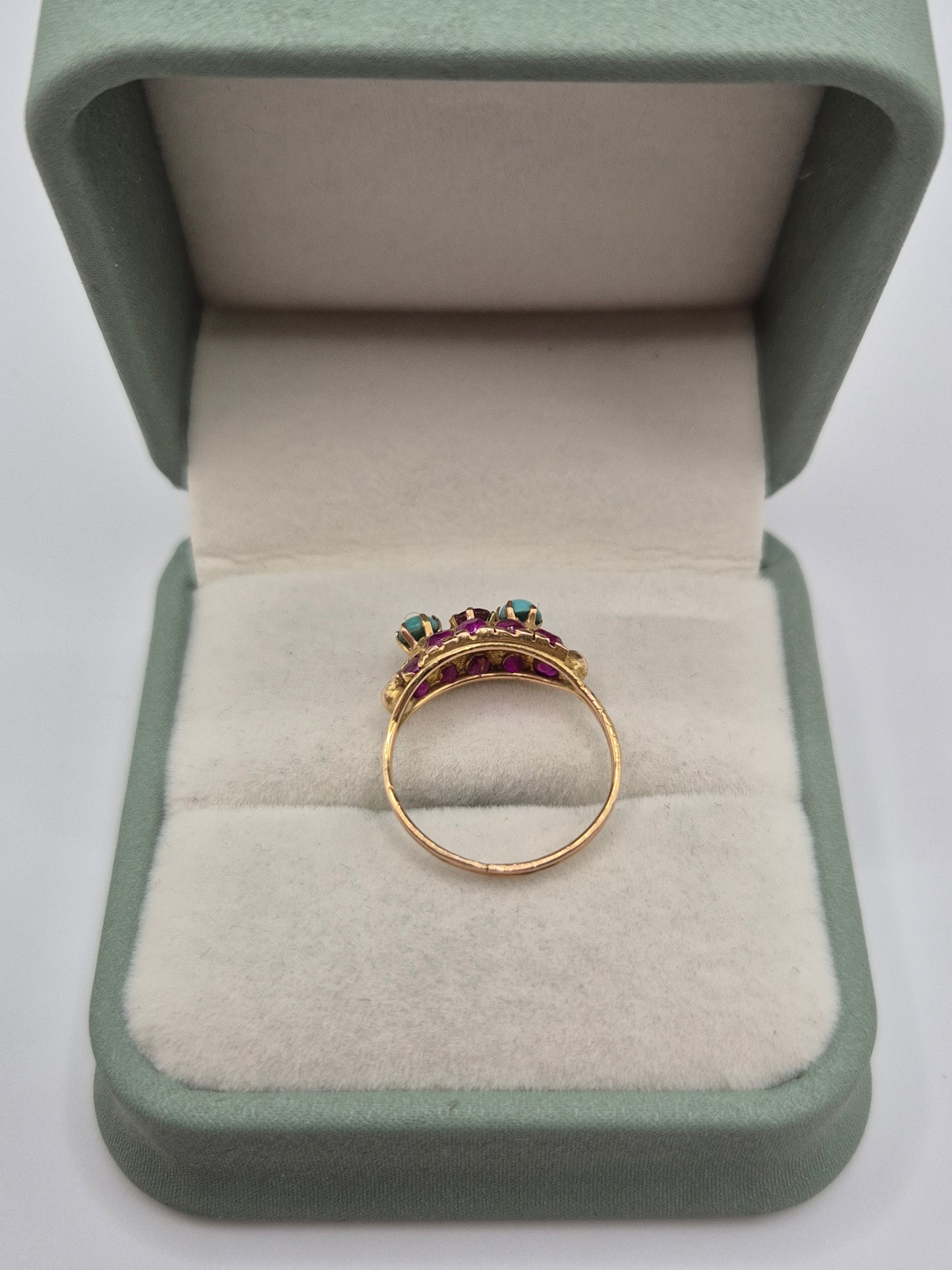 14ct gold turquoise and ruby ring