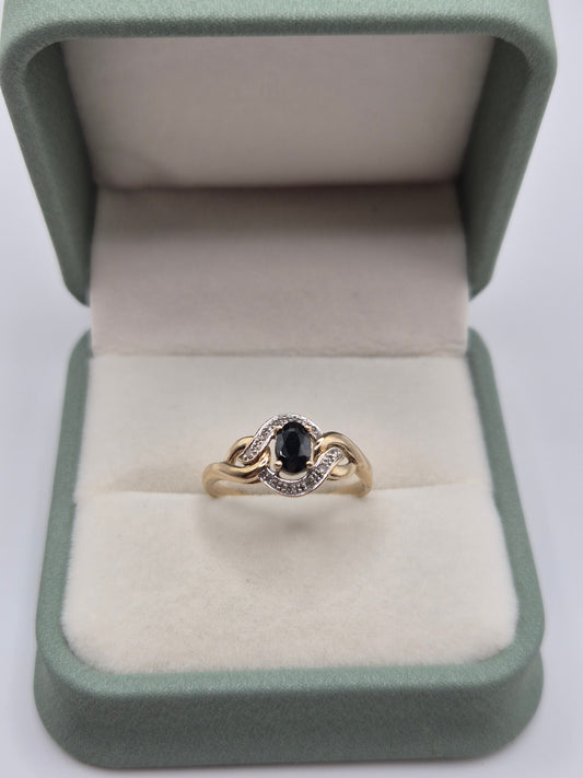 9ct gold sapphire and diamond ring