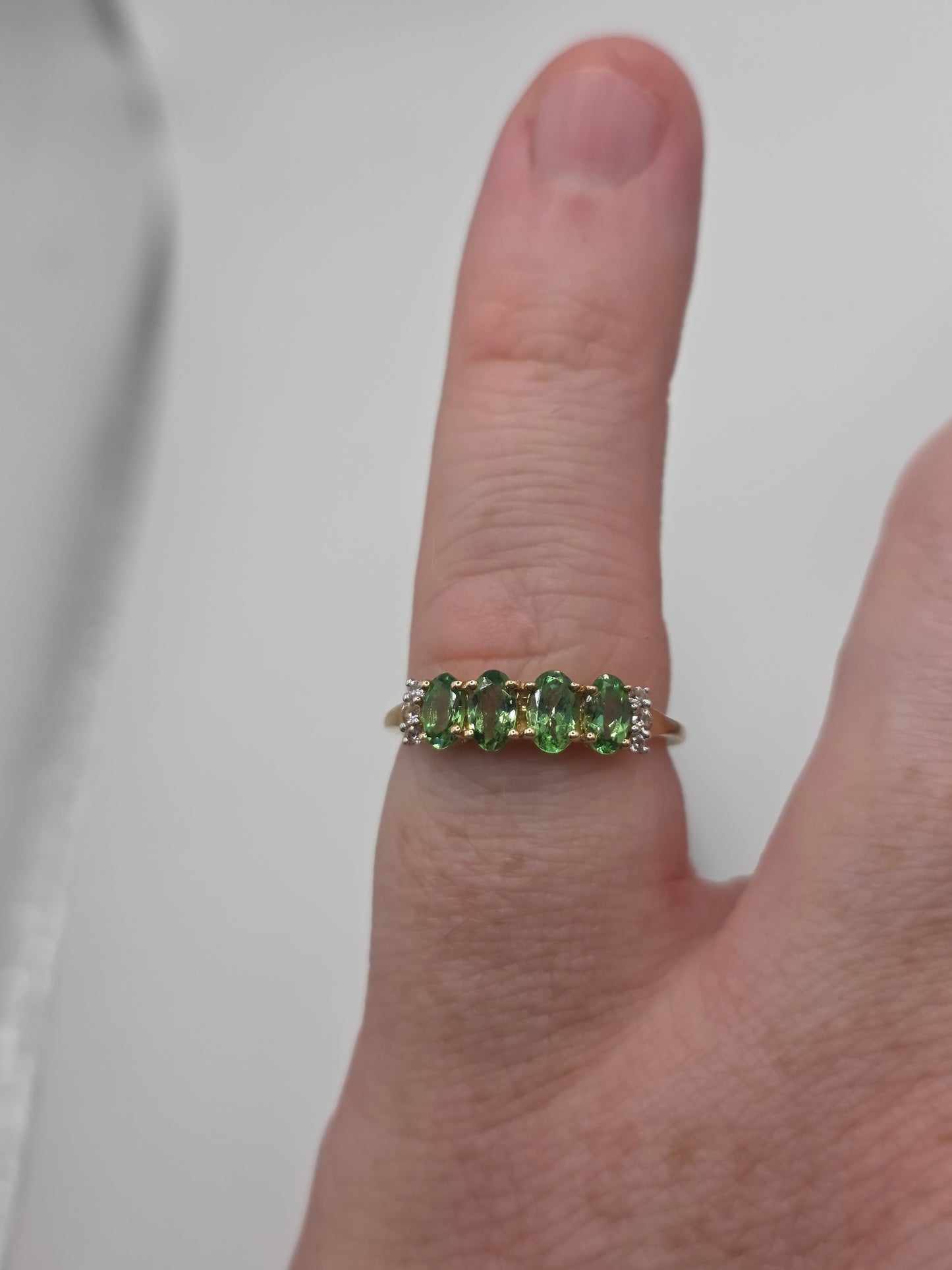 9ct gold tsavrite garnet and zircon ring