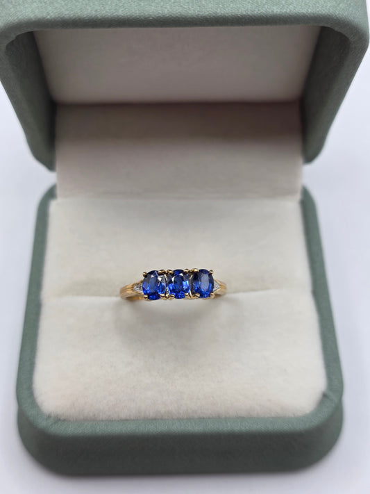 9ct gold kyanite and diamond ring
