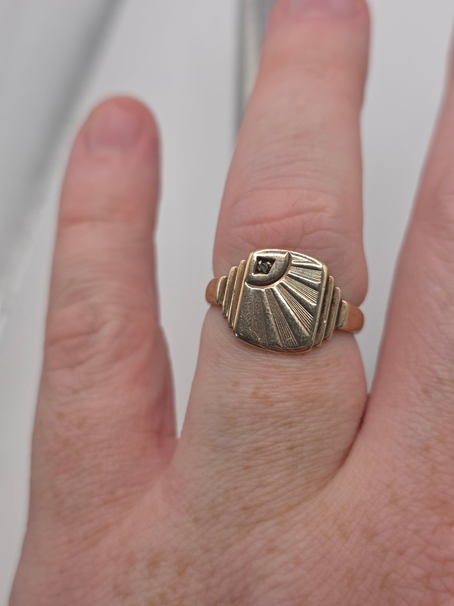 9ct gold diamond signet ring
