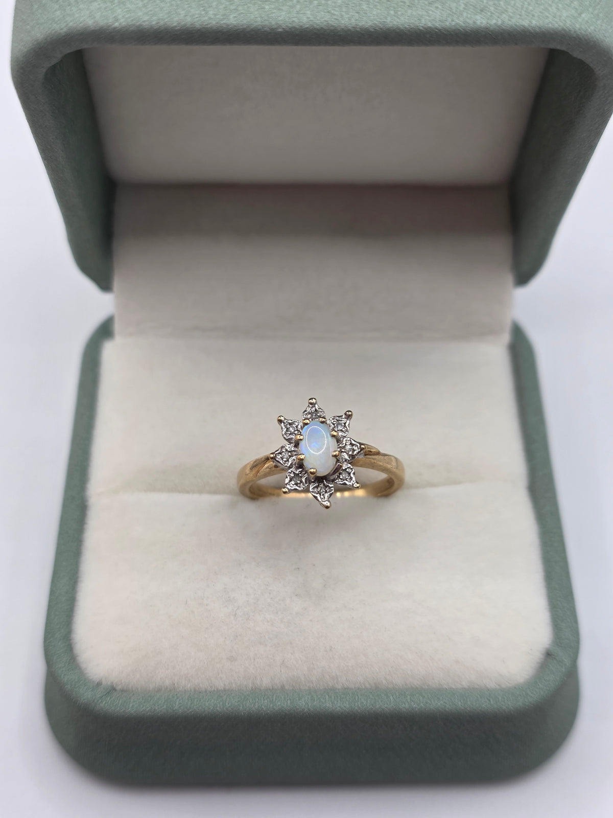 9ct gold opal and diamond ring