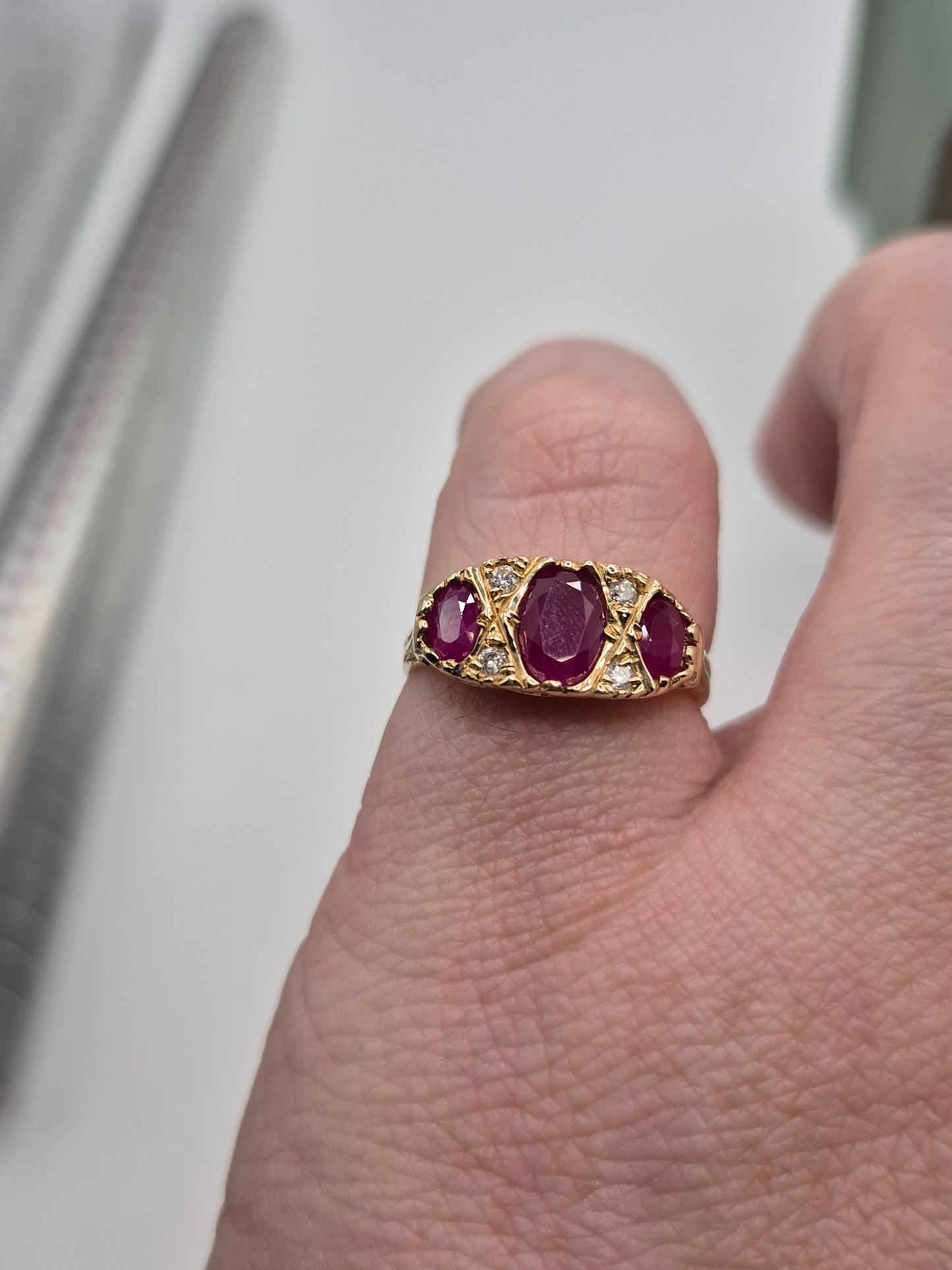 9ct gold ruby and diamond ring