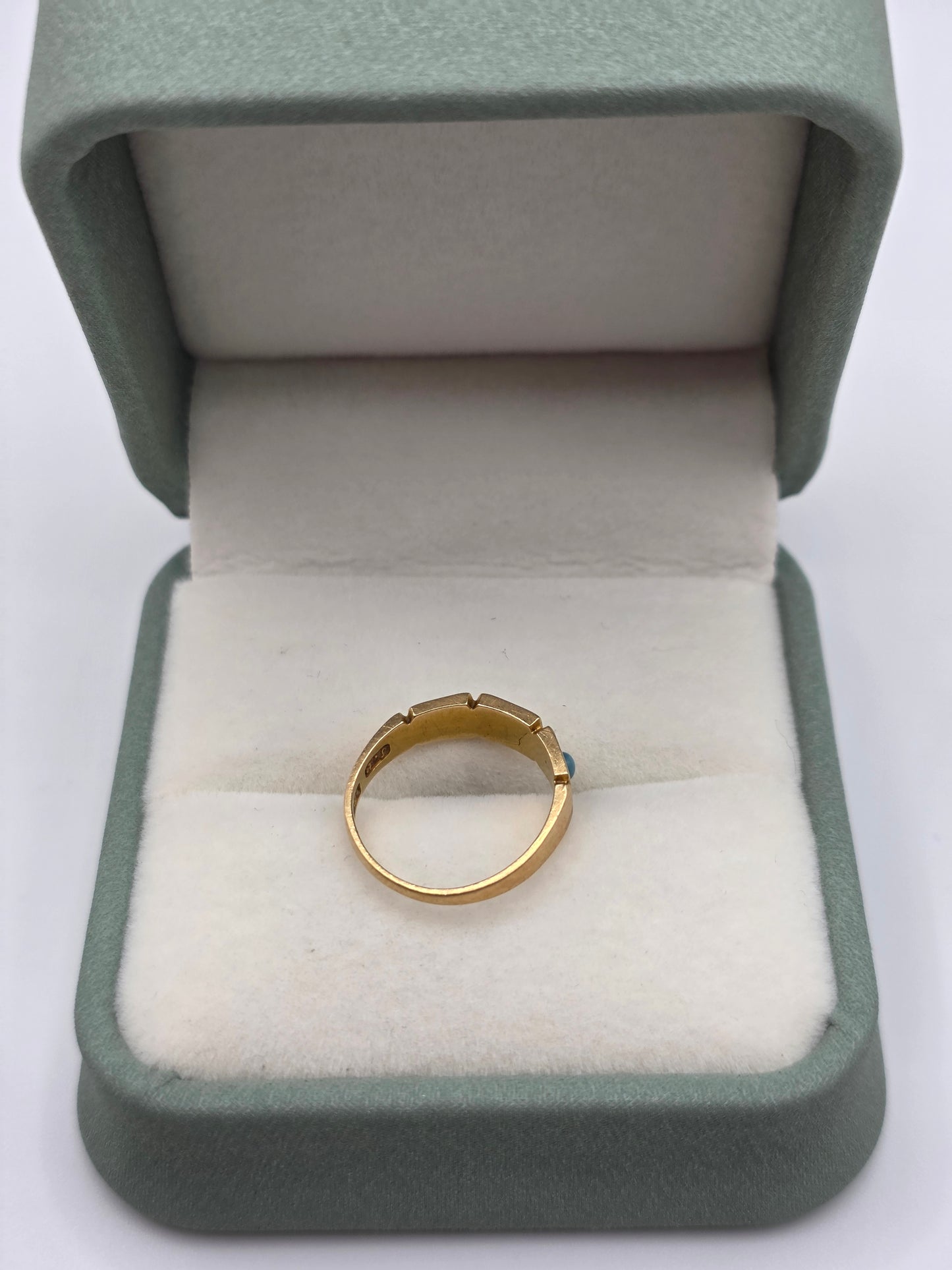 Antique 18ct gold turquoise and pearl gypsy ring
