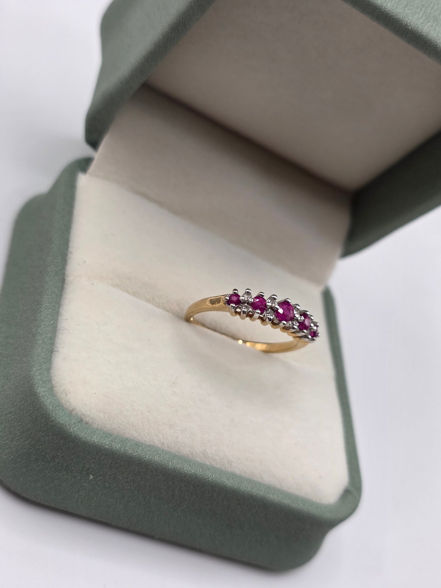 9ct gold ruby and diamond ring