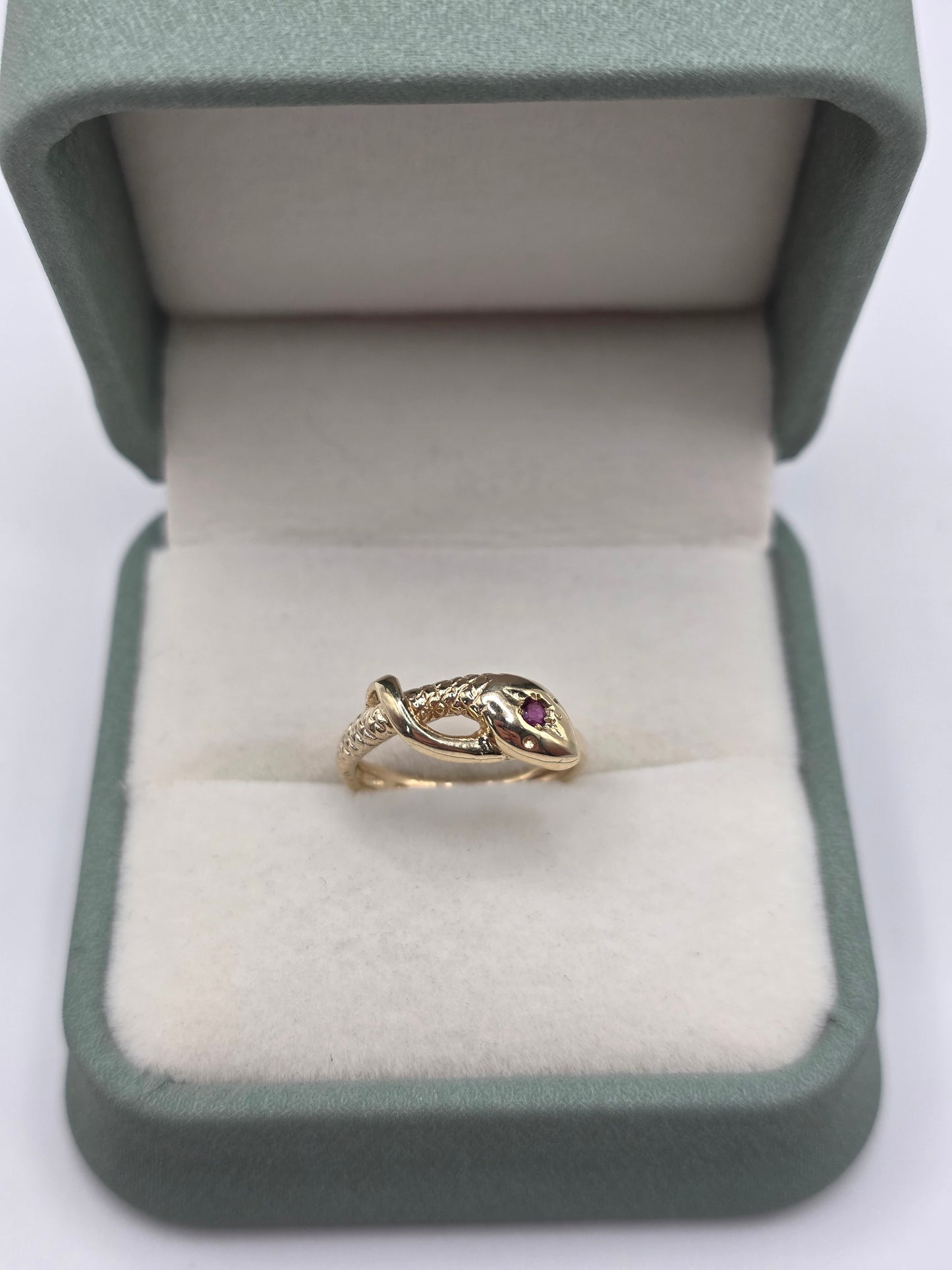 9ct gold ruby snake ring