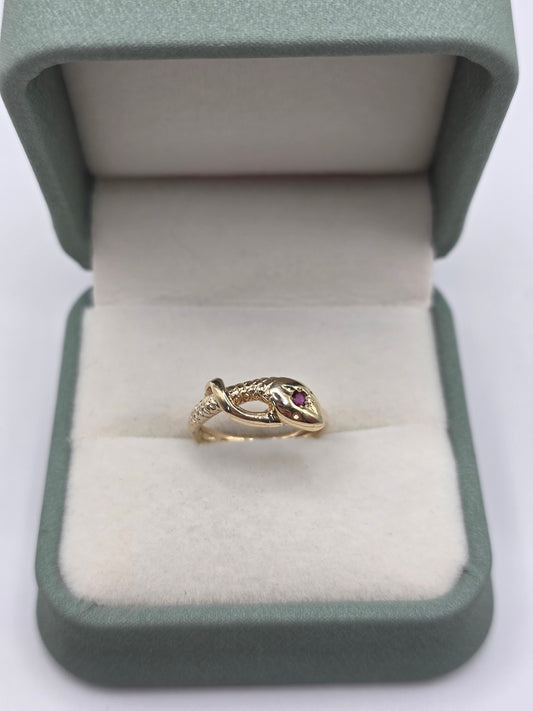 9ct gold ruby snake ring