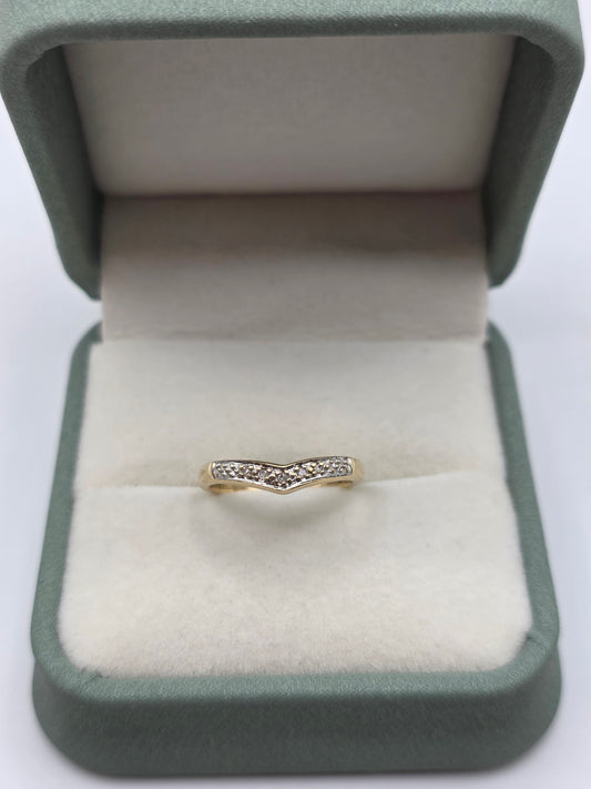 9ct gold diamond wishbone ring