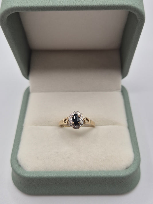 9ct gold sapphire and diamond ring
