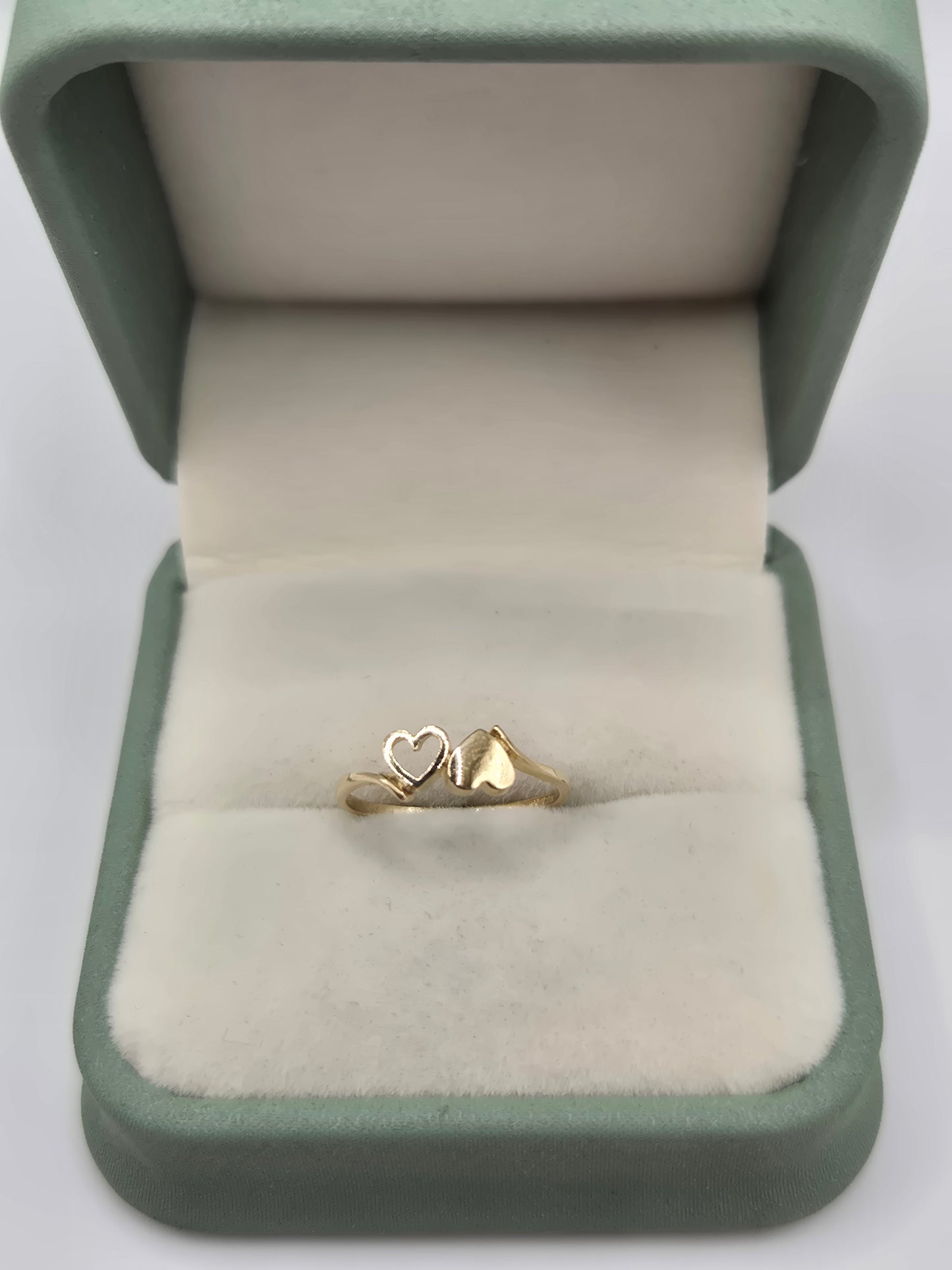 9ct gold double heart ring