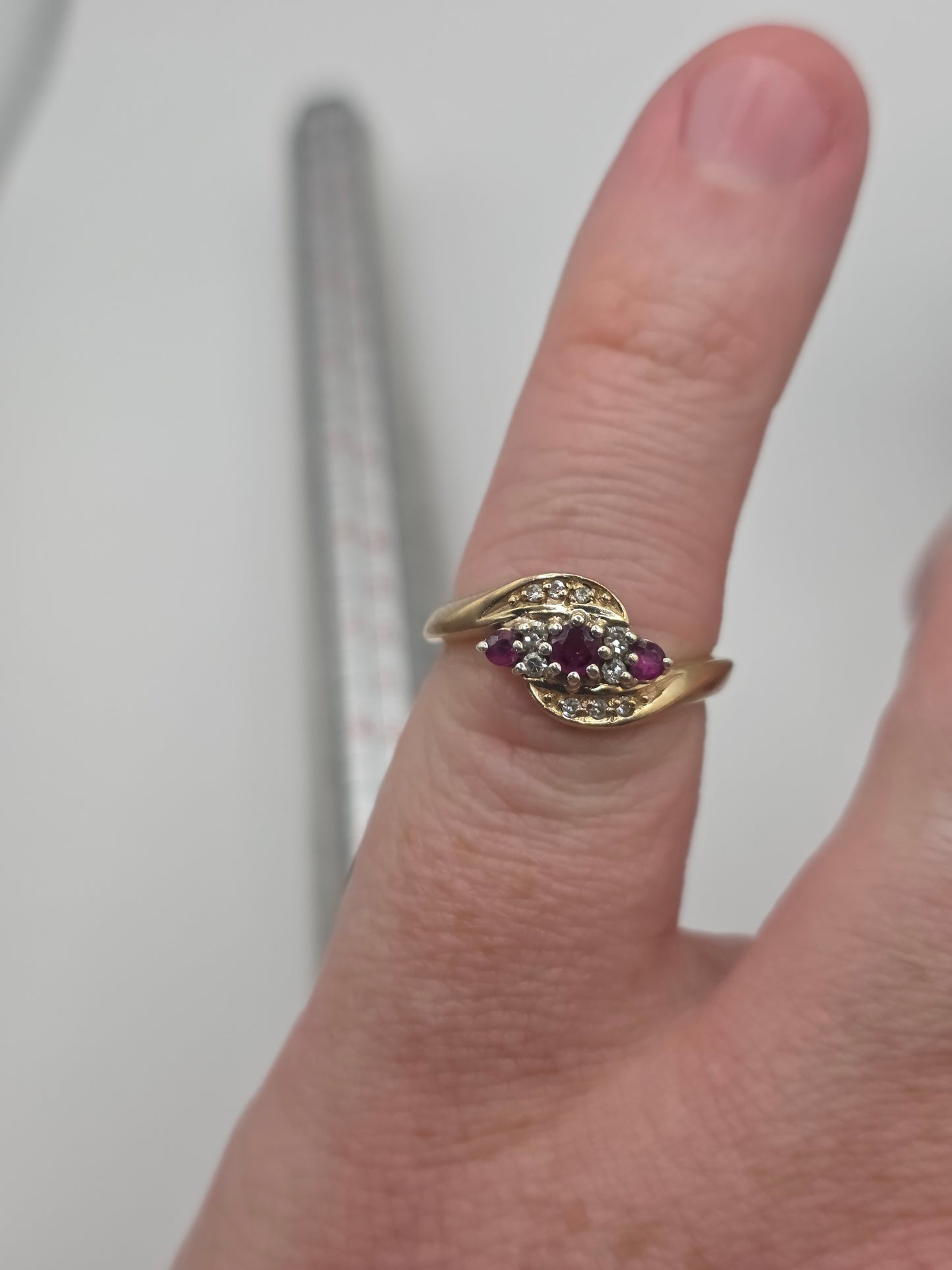 9ct gold ruby and diamond ring