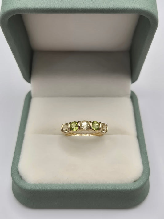 9ct gold peridot and citrine ring