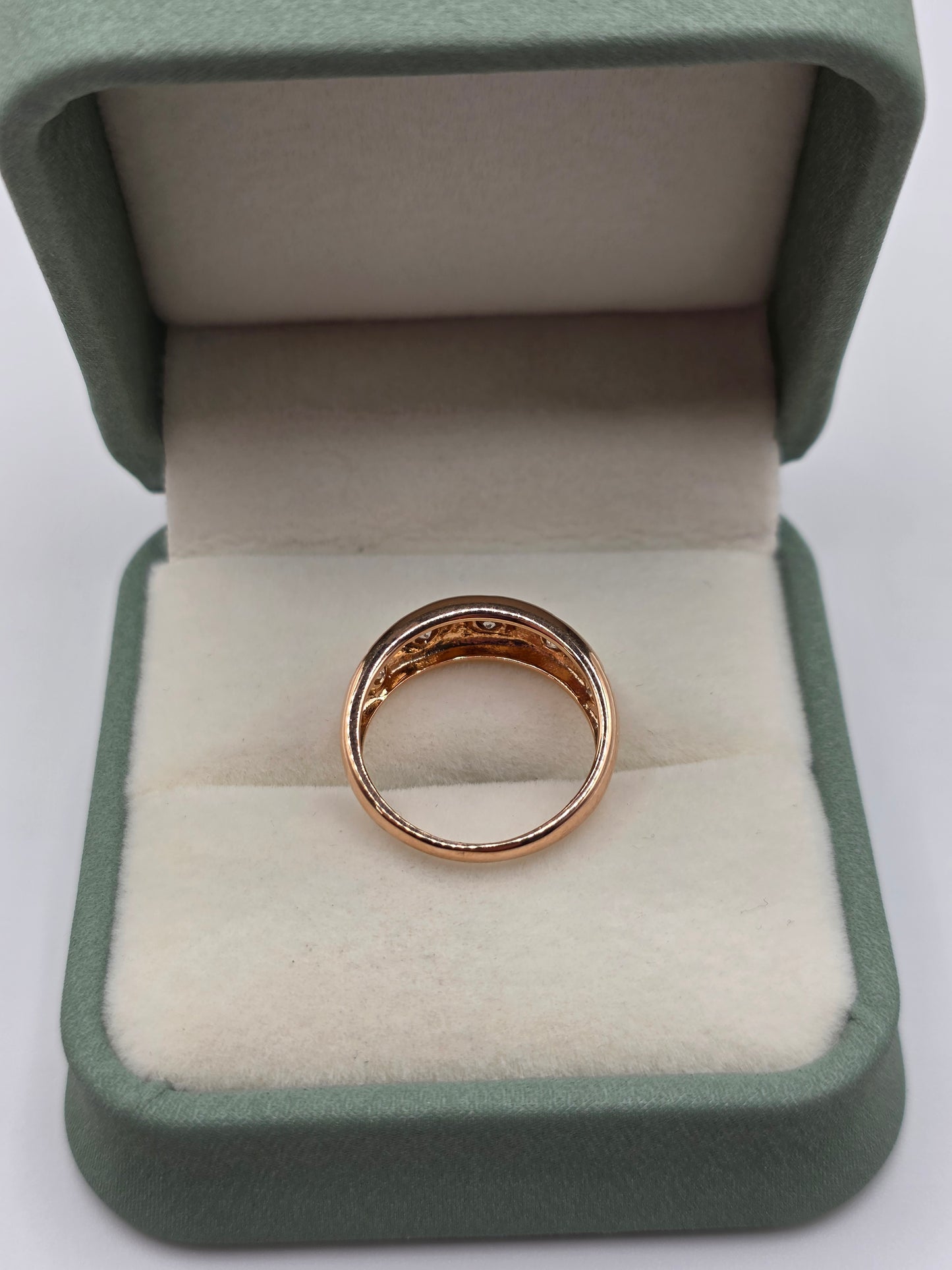 14ct rose gold cz gypsy ring