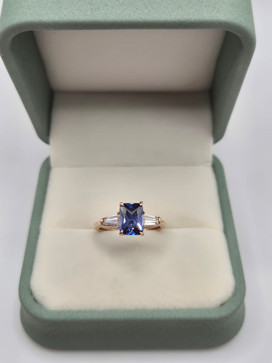 14ct rose gold tanzanite and zircon ring