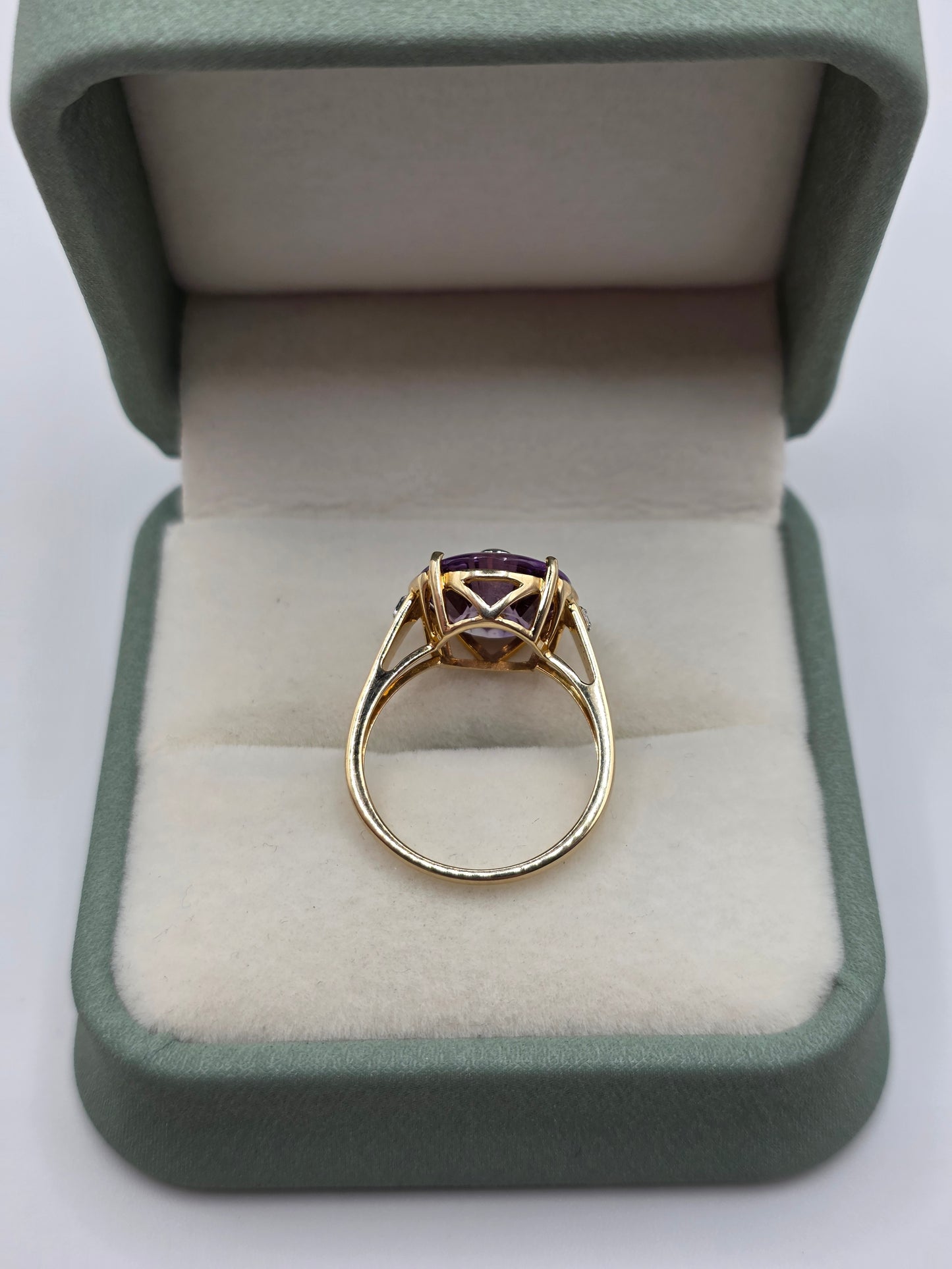 Glen lehrer 9ct gold amethyst and diamond ring