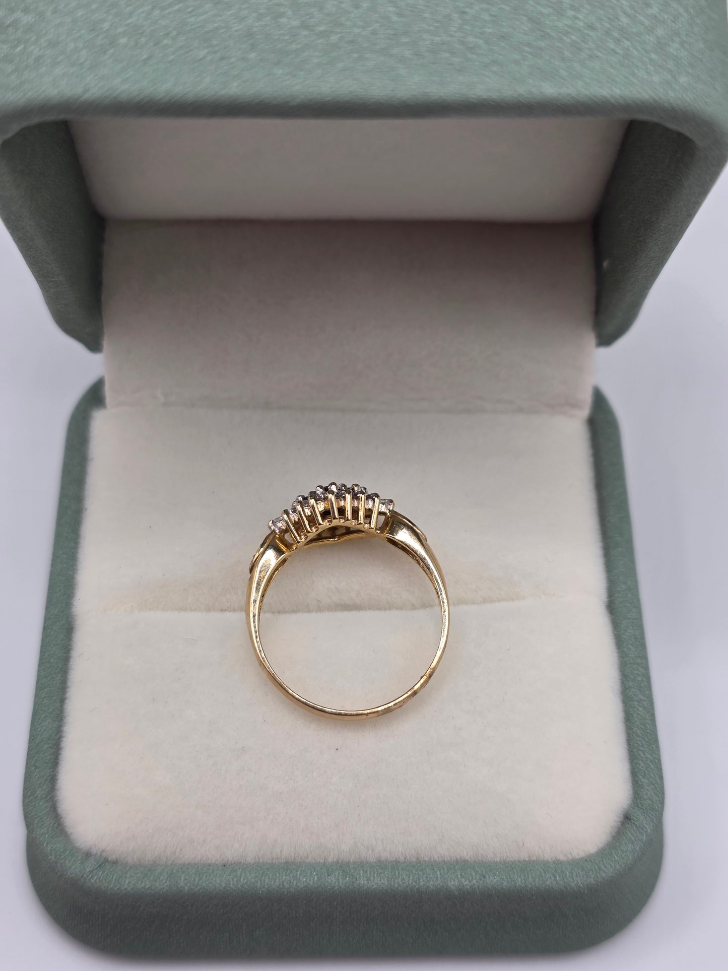 9ct gold sapphire and cz ring