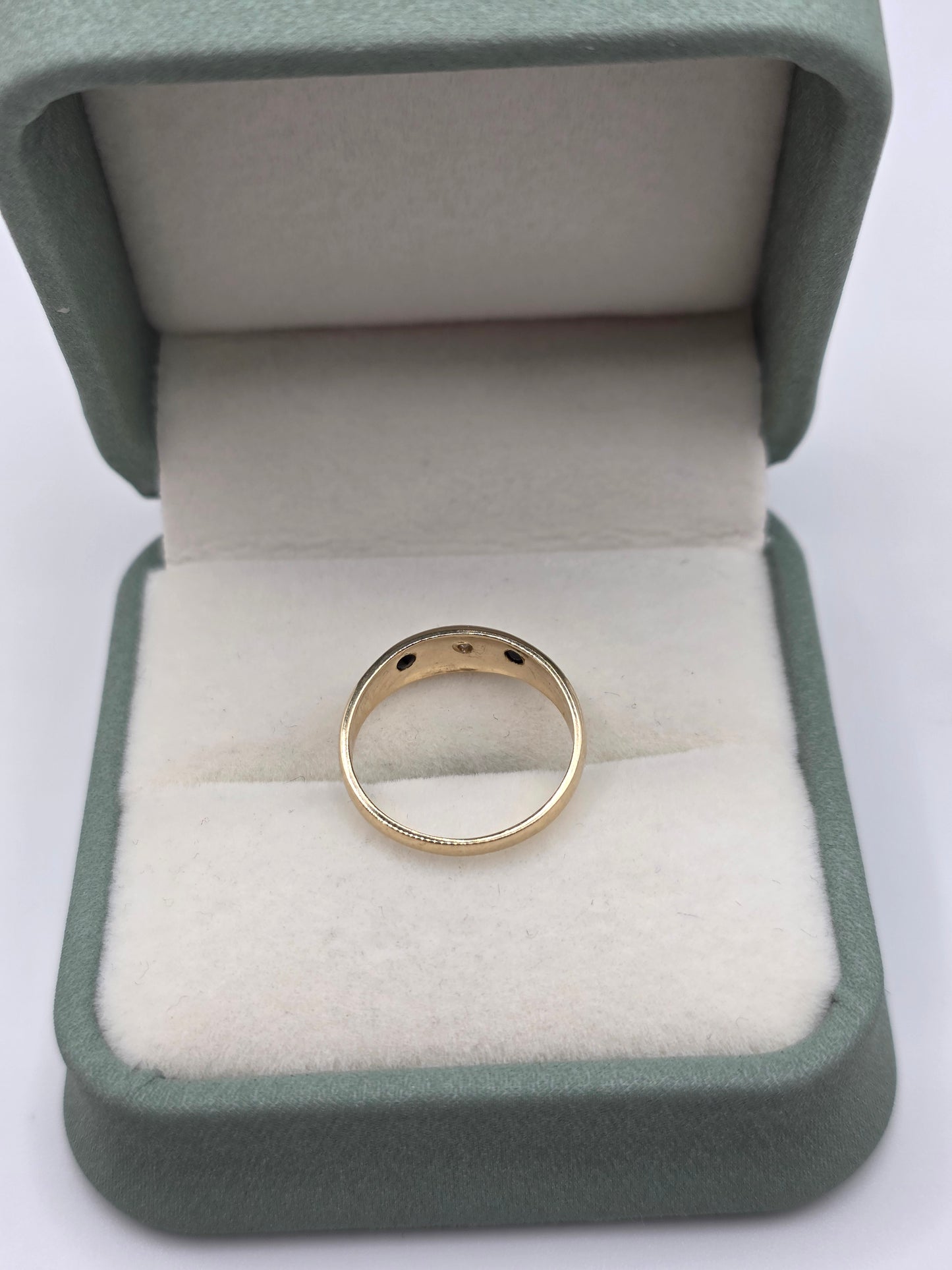9ct gold sapphire and diamond gypsy ring