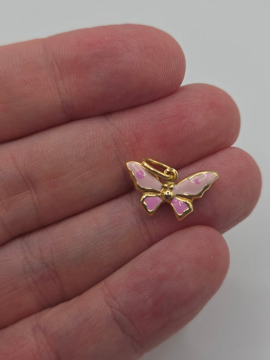 9ct gold enamel butterfly charm