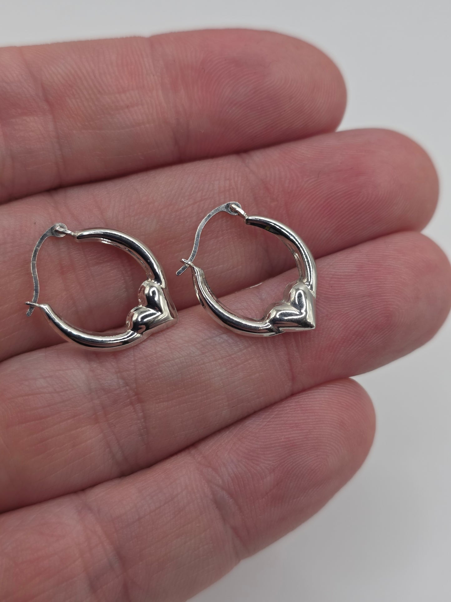 Silver creole heart earrings