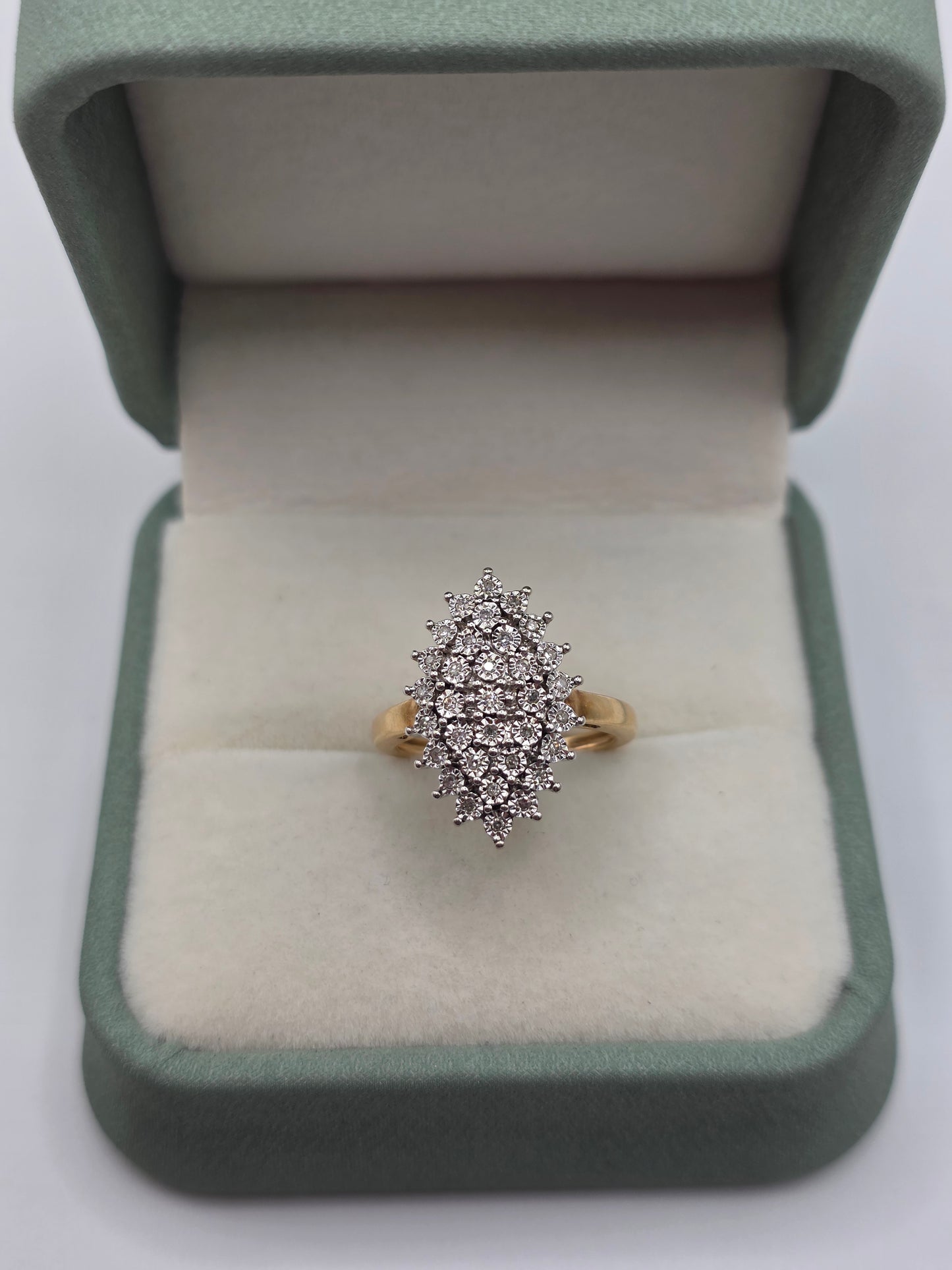 9ct gold diamond navette ring
