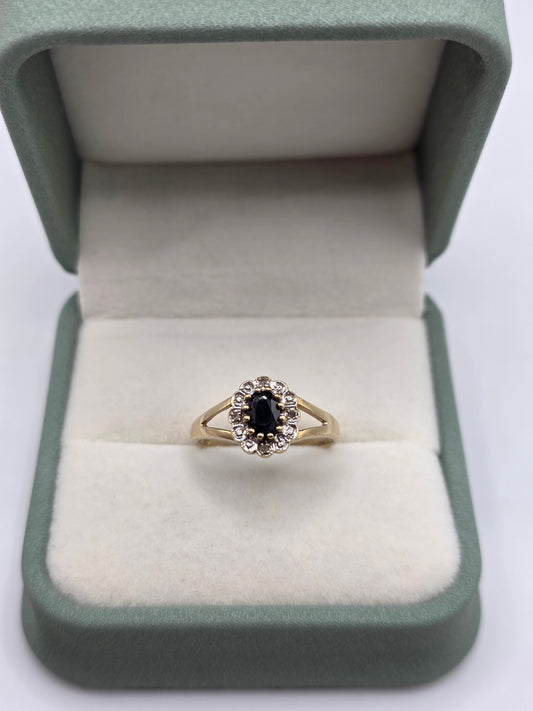 9ct gold sapphire and diamond ring
