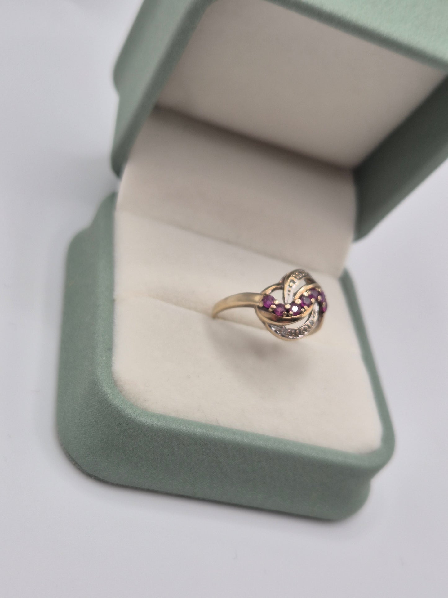 9ct gold ruby and diamond ring