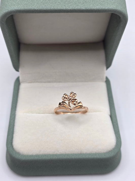 9ct rose gold flower ring