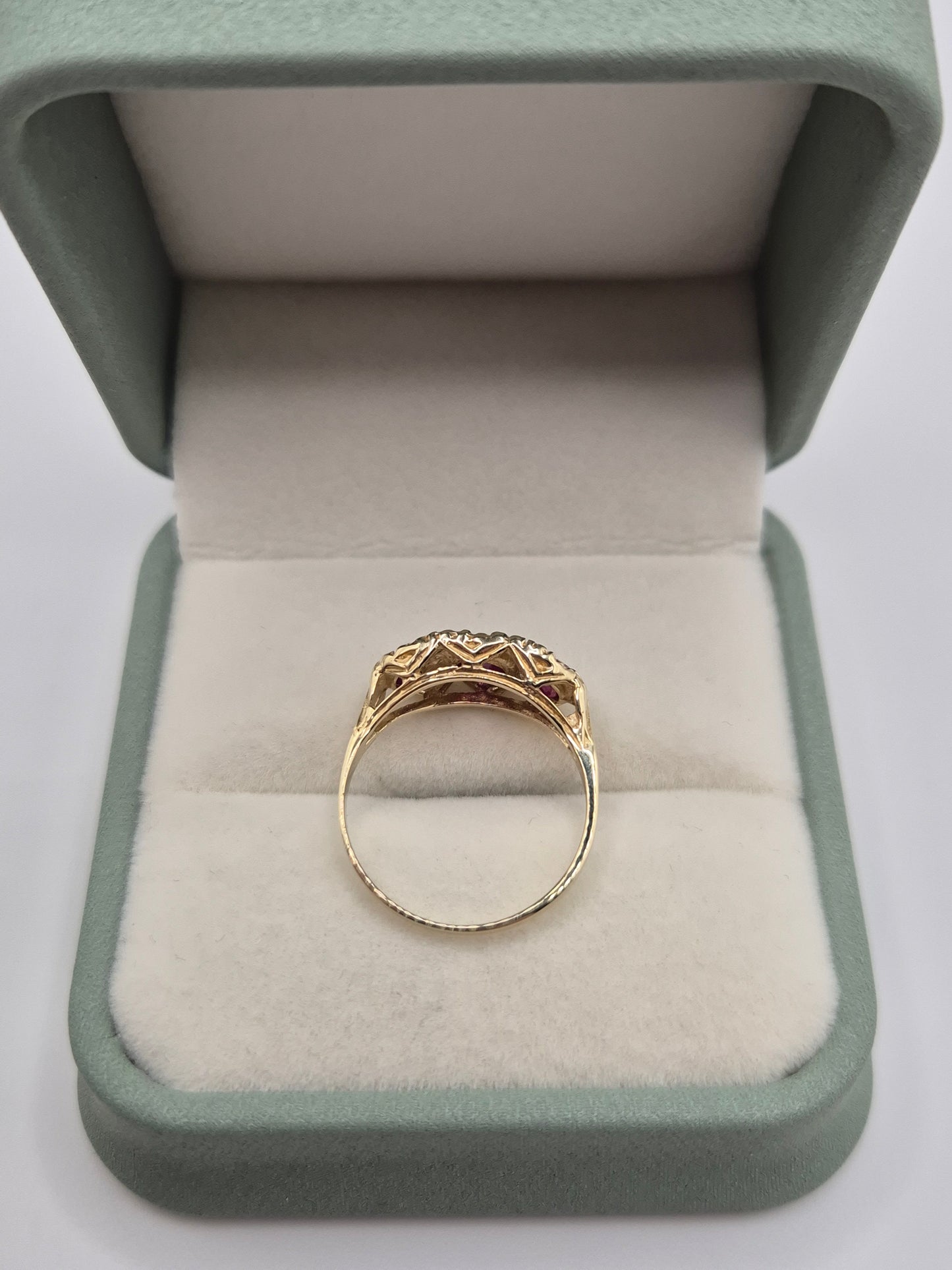 9ct gold ruby and diamond ring