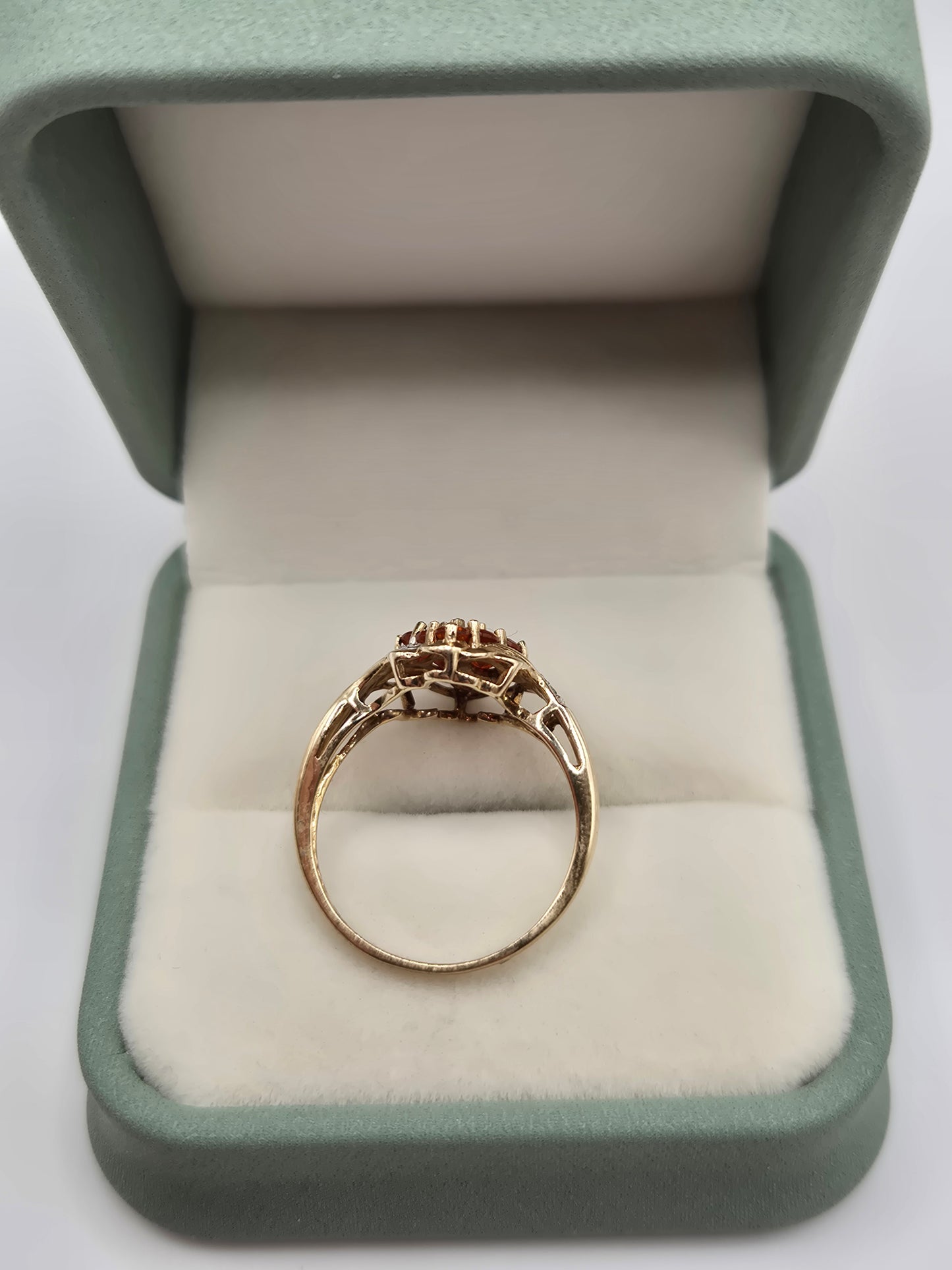 9ct gold fire opal and diamond ring