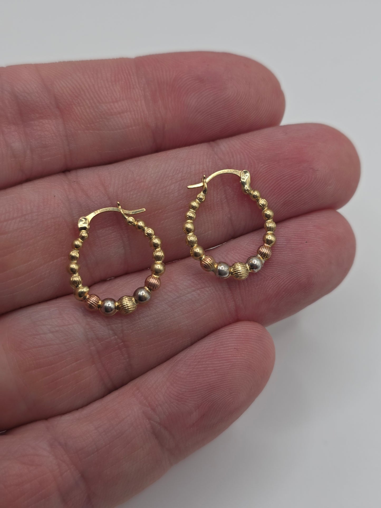 9ct tri gold creole earrings