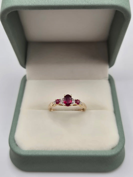 9ct gold ruby and diamond ring