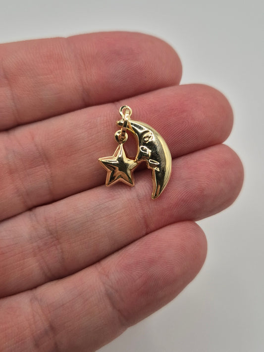 9ct gold moon and star charm