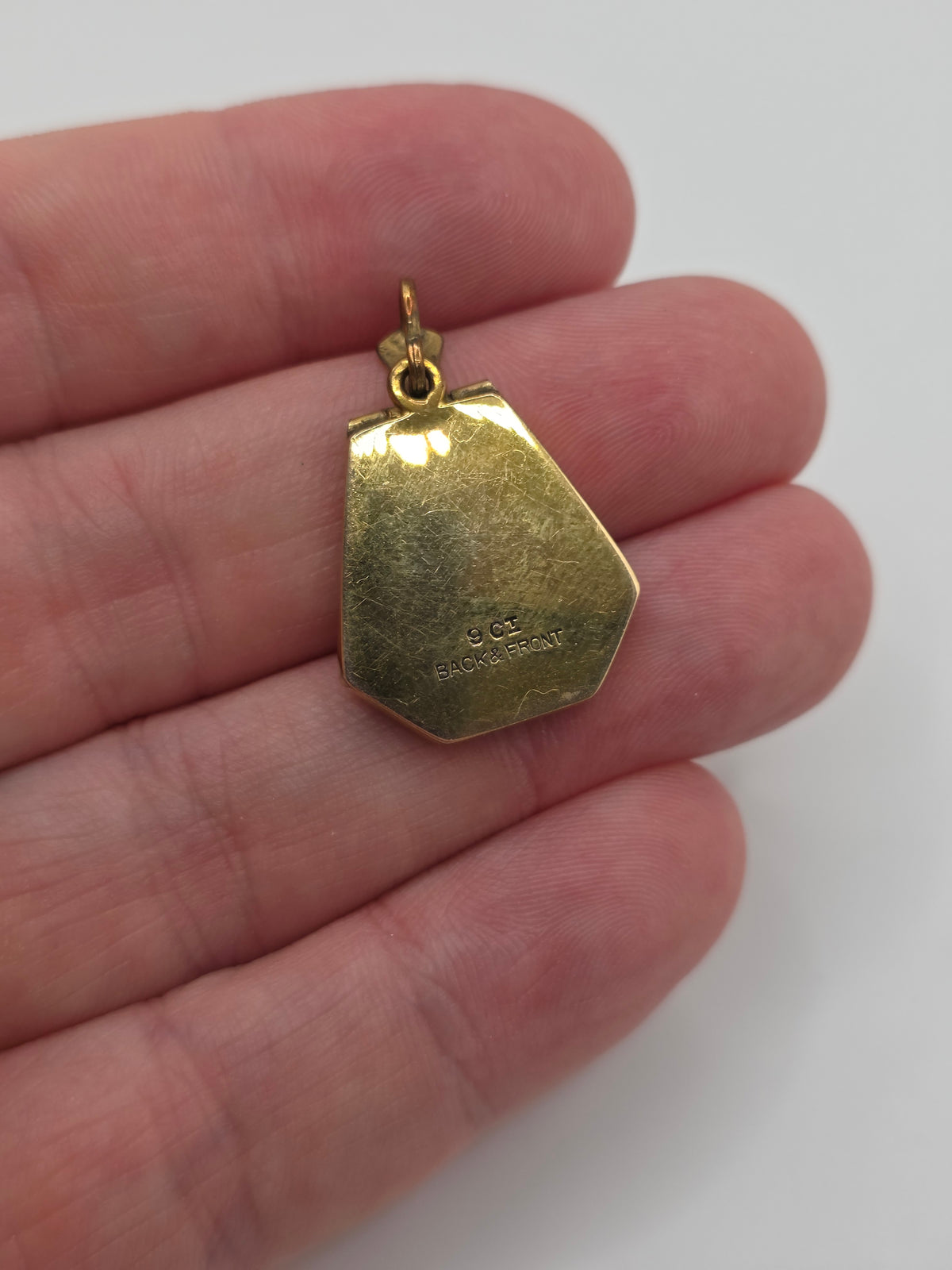 Art deco 9ct gold front and back locket pendant