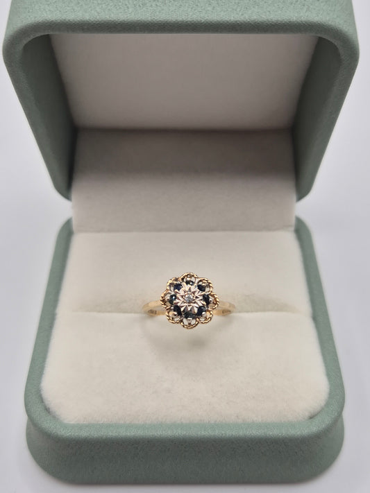 9ct gold sapphire and diamond ring