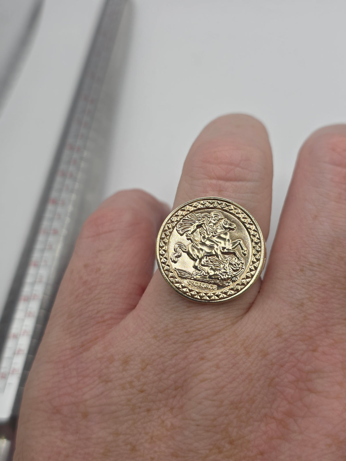 9ct gold st George ring