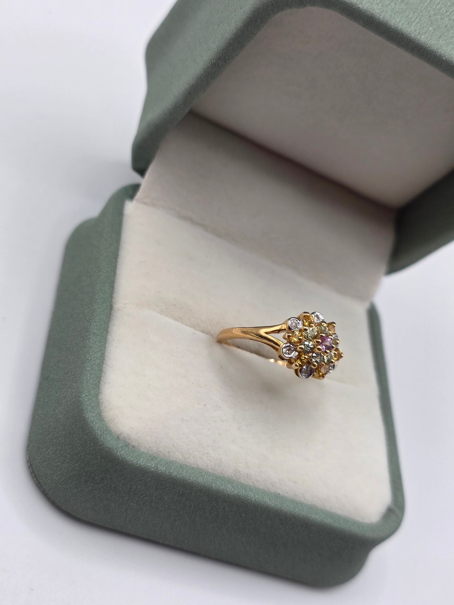 14ct gold fancy sapphire and diamond ring