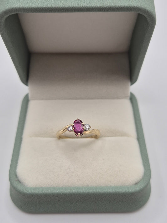 9ct gold ruby and diamond ring