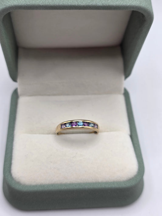 9ct gold amethyst and topaz ring