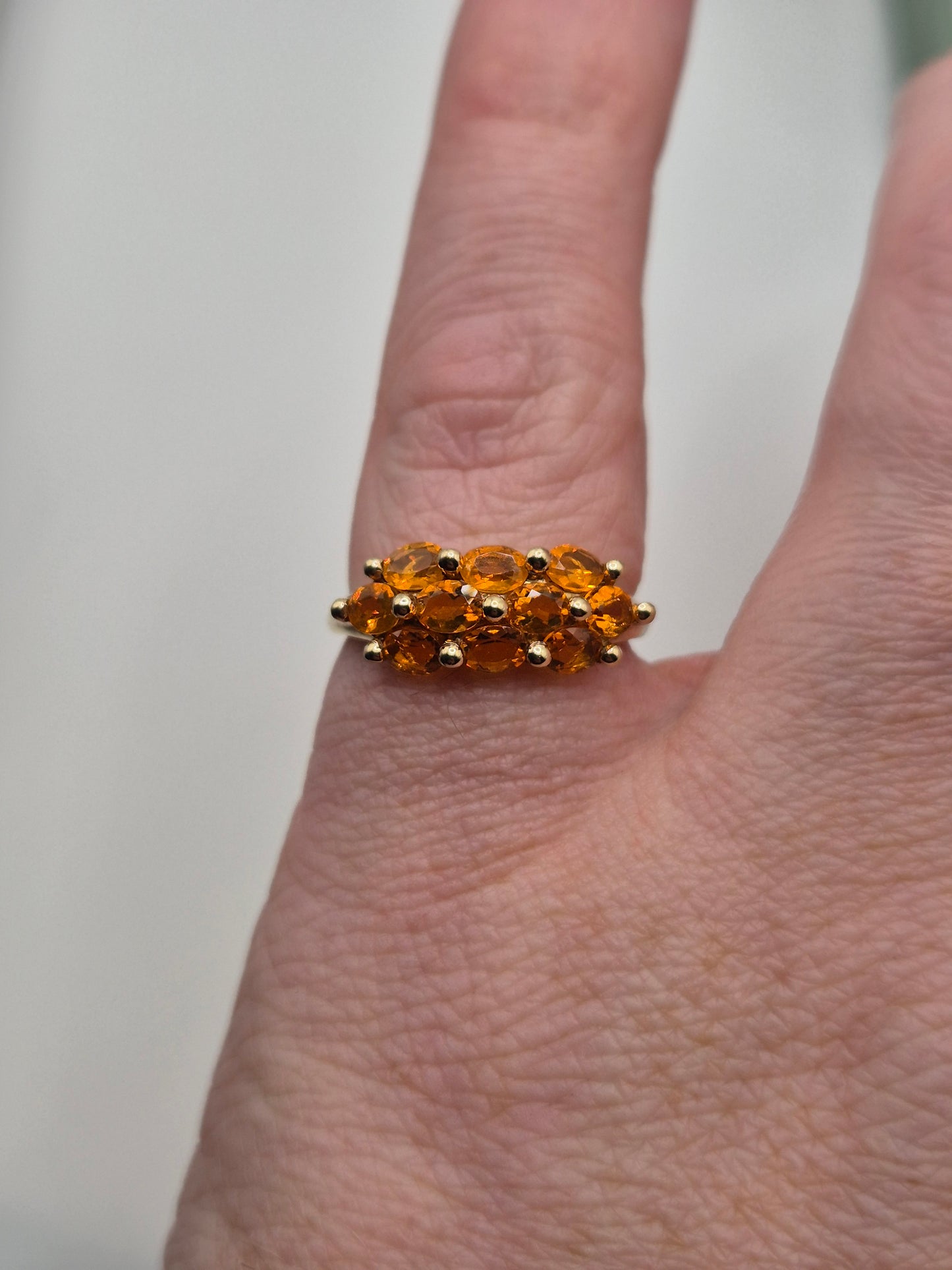 9ct gold citrine cluster ring
