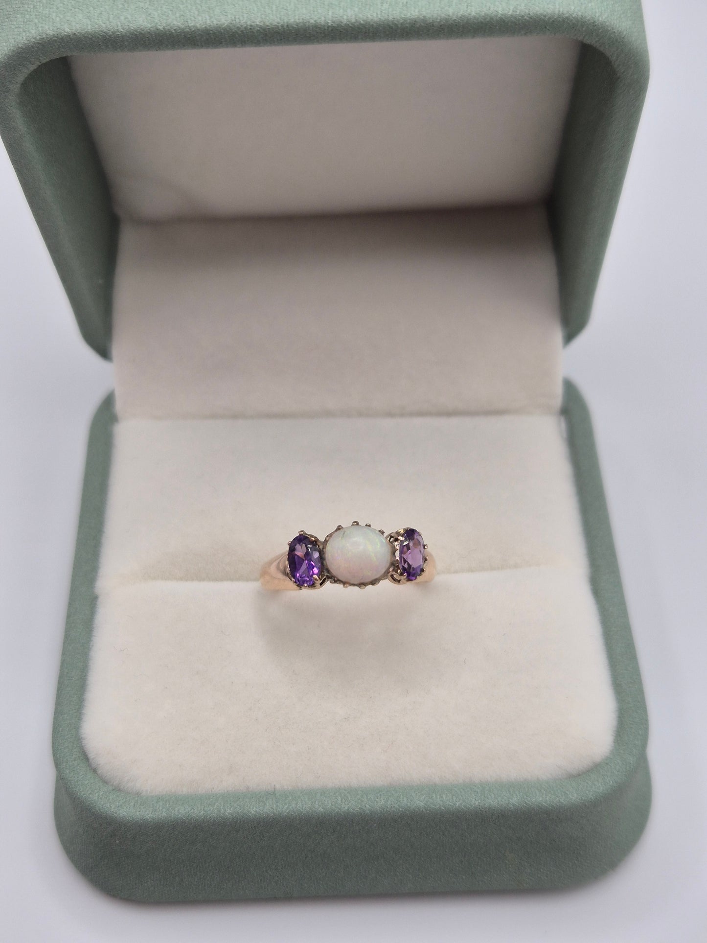 9ct rose gold amethyst and opal ring