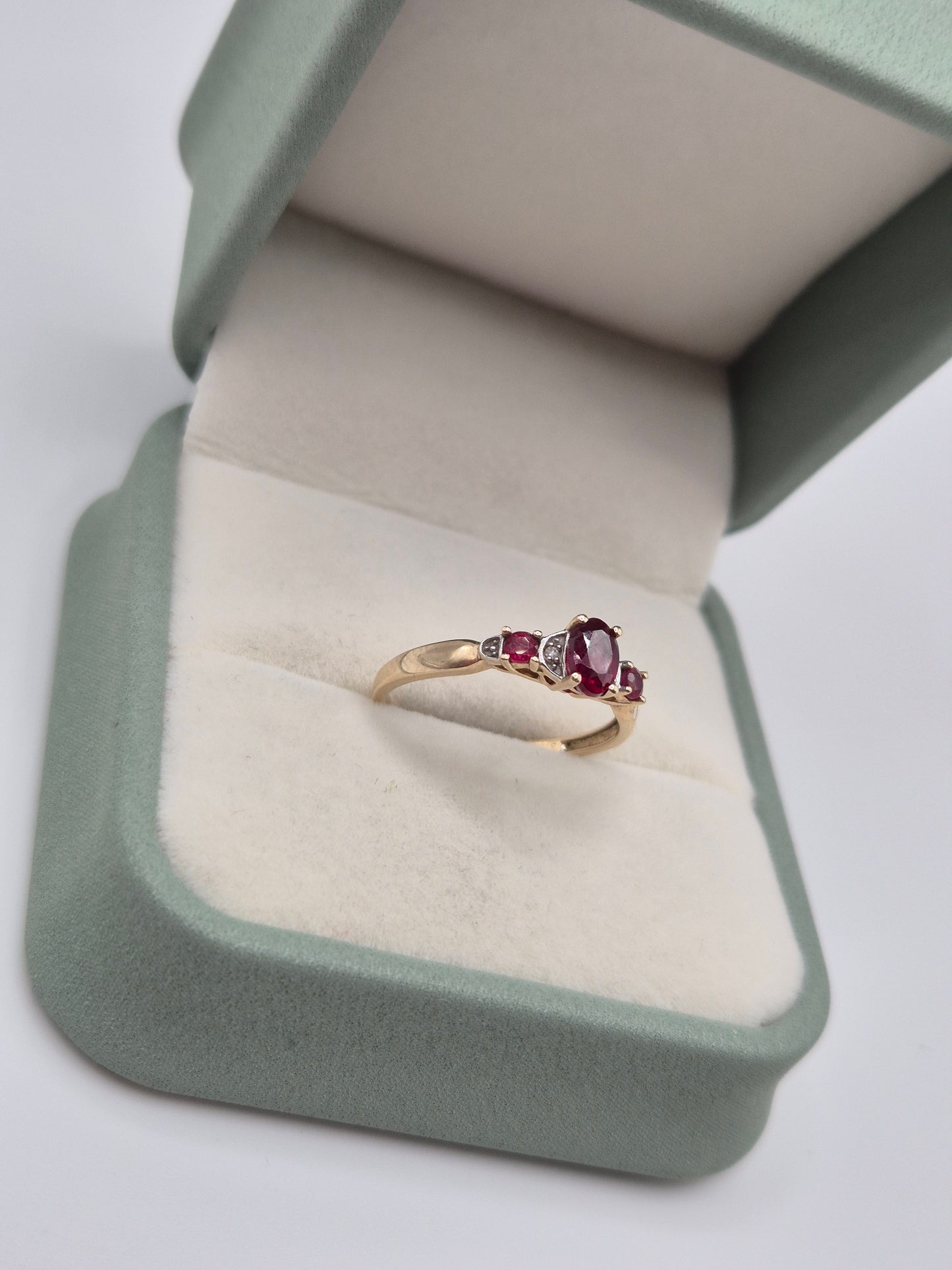 9ct gold ruby and diamond ring