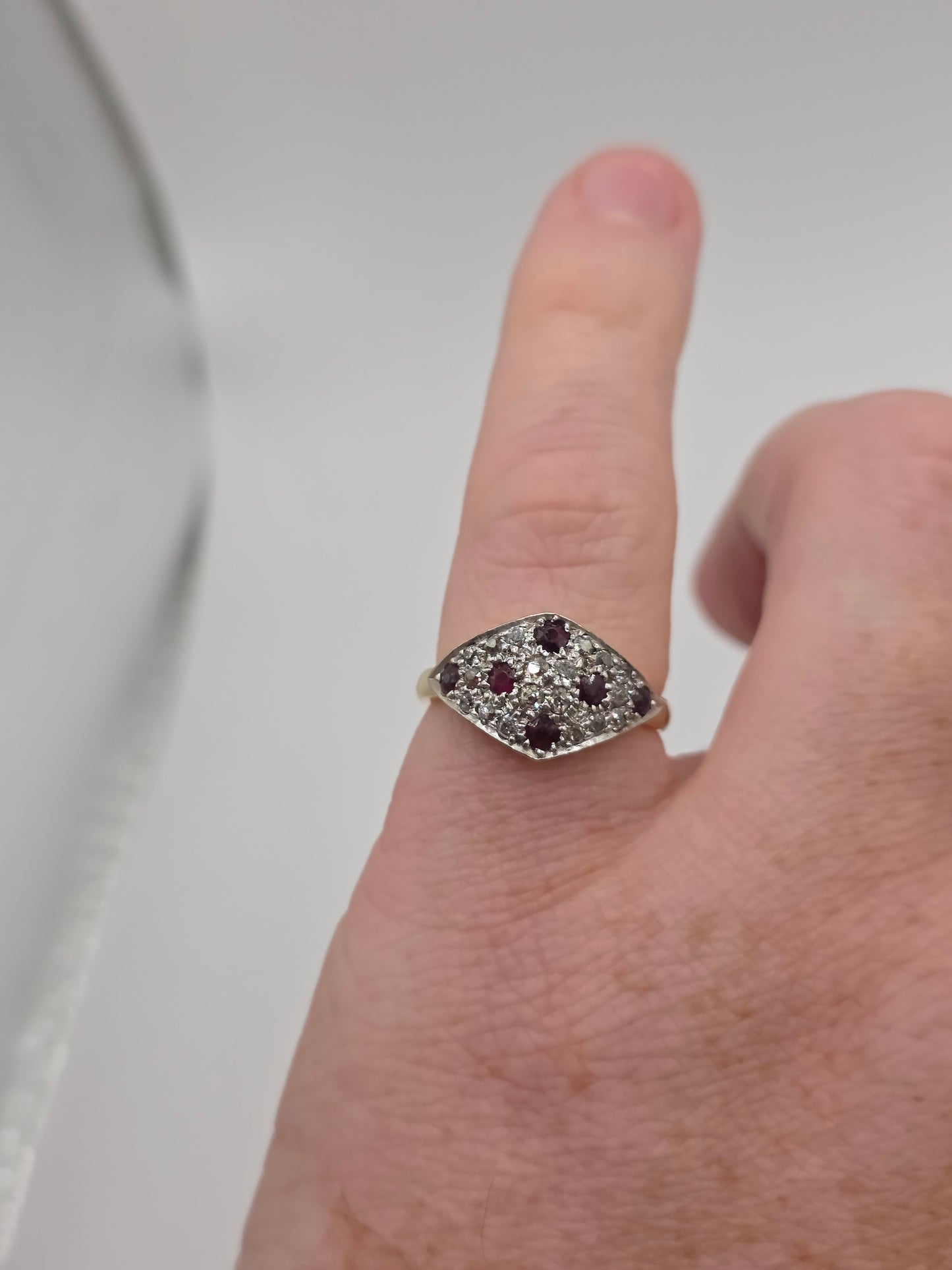 Heavy vintage 18ct gold ruby and diamond ring