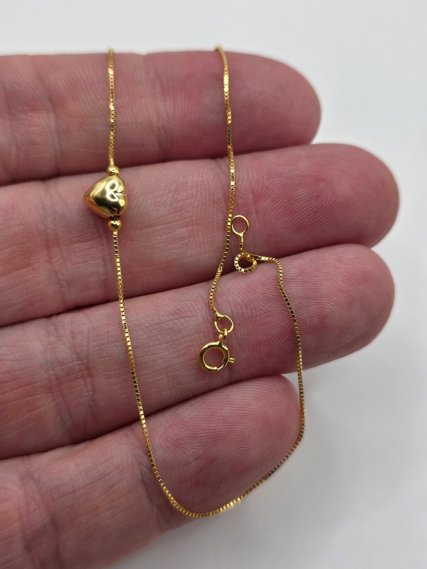 9ct gold heart anklet
