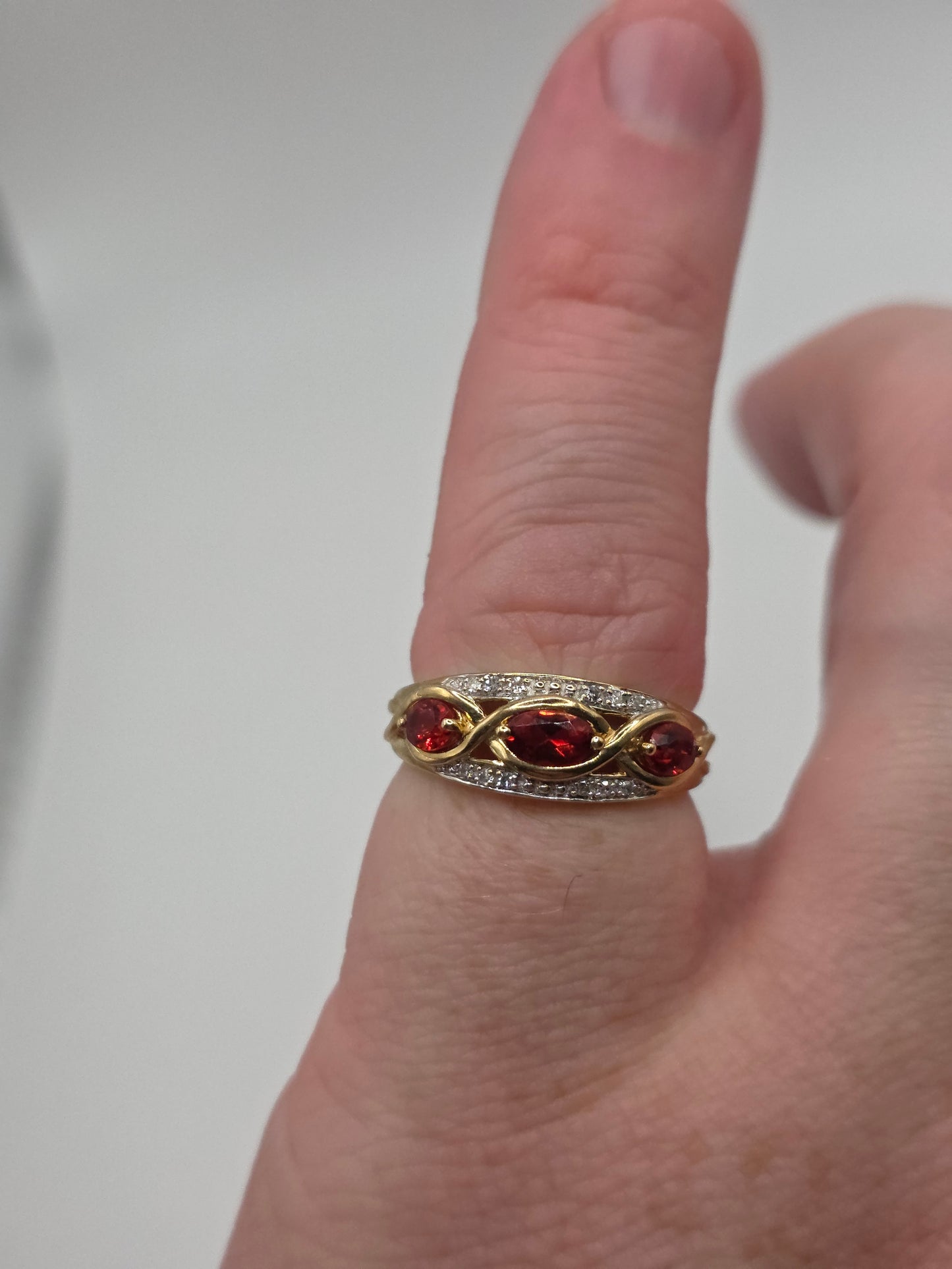 9ct gold andesine and diamond ring