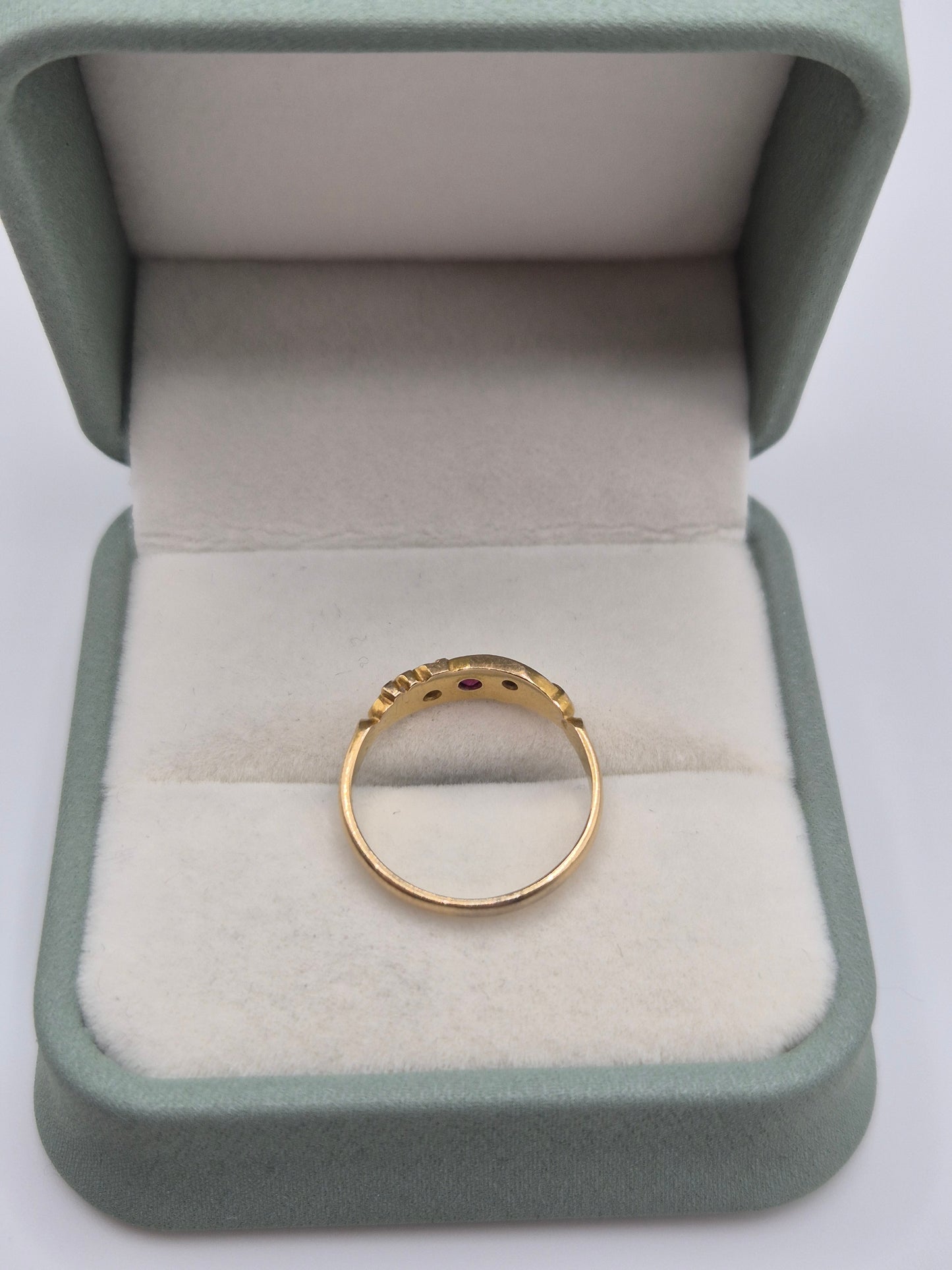 Antique 18ct gold ruby and diamond gypsy ring