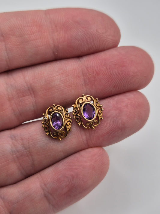 9ct gold amethyst earrings